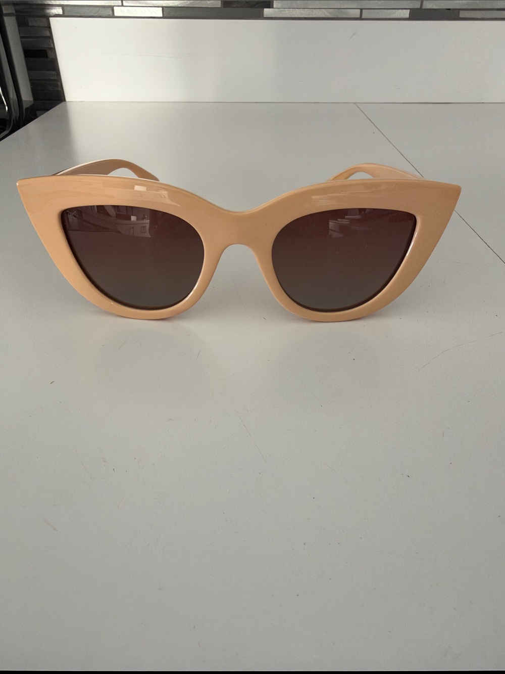 Oversized Cat-Eye Sunglasses in Nude Peach